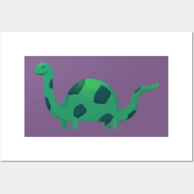 Diplodocus - Cute Prehistoric Dinosaur cartoon Illustration Wall Art by Stilo29